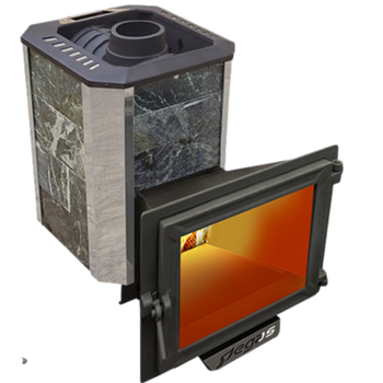 Печь Пегас 26 NEXT панорама в камне змеевик