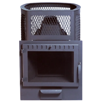 Печь банная НМК Сибирь - 20 чугунная дверка сетка пруток панорама, шт