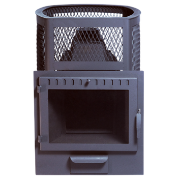 Печь банная НМК Сибирь - 22 чугунная дверка сетка пруток панорама, шт