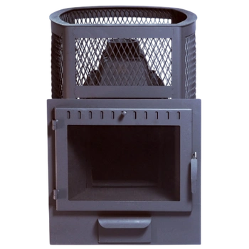 Печь банная НМК Сибирь - 24 чугунная дверка сетка пруток панорама, шт