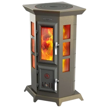 Печь - камин ТМФ Статика Квинта отопительно - варочная черная бронза, шт